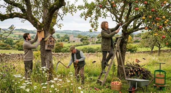 How can UK citizens contribute to the preservation of traditional orchards and their associated wildlife?